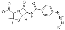 6-(P-AZIDOBENZAMIDO)-3,3-DIMETHYL-7-OXO-4-THIA-1-AZABICYCLO[3.2.0]HEPTANE-2-CARBOXYLIC ACID, MONOPOTASSIUM SALT Struktur
