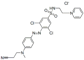 1-[2-[[[3,5-ジクロロ-4-[[4-[(2-シアノエチル)メチルアミノ]フェニル]アゾ]フェニル]スルホニル]アミノ]エチル]ピリジニウム・クロリド 化学構造式