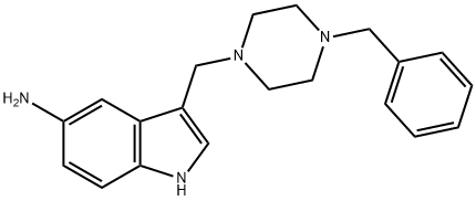 5-Amino-3-[[4-(phenylmethyl)-1-piperazinyl]methyl]-1H-indole 结构式