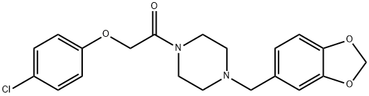 1-(2-[4-氯苯氧基]乙酰基)-4-(3,4-亚甲二氧基苄基)哌嗪, 34161-24-5, 结构式