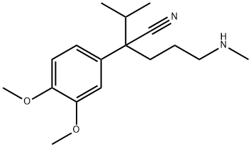 2-(3,4-ジメトキシフェニル)-2-イソプロピル-5-(メチルアミノ)ペンタンニトリル 化学構造式