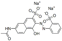 6-(アセチルアミノ)-1-ヒドロキシ-2-[2-(ソジオオキシスルホニル)フェニルアゾ]ナフタレン-3-スルホン酸ナトリウム 化学構造式