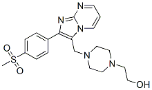 4-[[2-[4-(メチルスルホニル)フェニル]イミダゾ[1,2-a]ピリミジン-3-イル]メチル]-1-ピペラジンエタノール 化学構造式