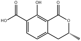 (R)-3,4-ジヒドロ-8-ヒドロキシ-3-メチル-1-オキソ-1H-2-ベンゾピラン-7-カルボン酸 化学構造式