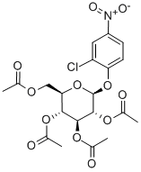 2-氯-4-硝基苯基-2,3,4,6-四-氧-乙酰基-Β-D-吡喃葡萄糖苷 结构式