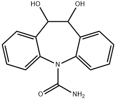 10,11-ジヒドロキシ-10,11-ジヒドロ-5H-ジベンゾ[b,f]アゼピン-5-カルボアミド 化学構造式