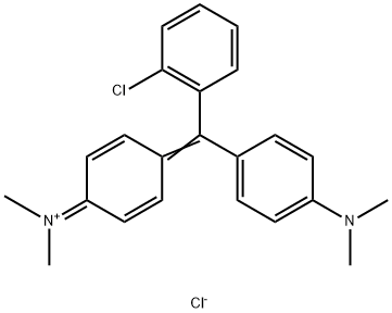 N-[4-[(2-氯苯基)[4-(二甲氨基)苯基]亚甲基]-2,5-环己二烯-1-亚基]-N-甲基甲铵氯化物, 3521-06-0, 结构式