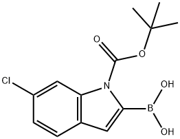 1-BOC-6-クロロインドール-2-ボロン酸 化学構造式