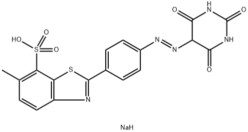 2-[4-[(六氢化-2,4,6-三氧代-5-嘧啶基)偶氮]苯基]-6-甲基-7-苯并噻唑磺酸单钠盐 结构式