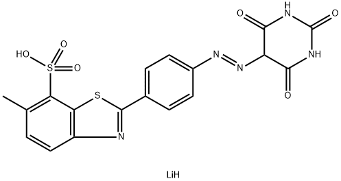 2-[4-[(六氢-2,4,6-三氧-5-嘧啶基)偶氮]苯基]-6-甲基-7-苯并噻唑磺酸锂, 35342-16-6, 结构式