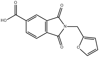2-(呋喃-2-基甲基)-1,3-二氧代-2,3-二氢-1H-异吲哚-5-羧酸, 356575-75-2, 结构式