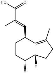 (E)-3-[(4S)-2,4,5,6,7,7aα-ヘキサヒドロ-3,7β-ジメチル-1H-インデン-4-イル]-2-メチルプロペン酸 化学構造式