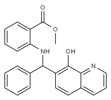 methyl 2-[[(8-hydroxy-7-quinolyl)phenylmethyl]amino]benzoate Struktur