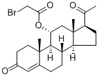 11α-[(ブロモアセチル)オキシ]プレグナ-4-エン-3,20-ジオン 化学構造式