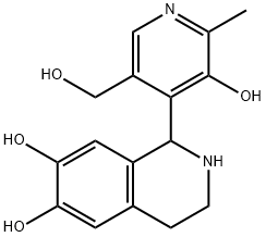 1-(3-ヒドロキシ-5-ヒドロキシメチル-2-メチル-4-ピリジニル)-1,2,3,4-テトラヒドロイソキノリン-6,7-ジオール 化学構造式