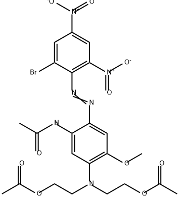 2'-[(2-ブロモ-4,6-ジニトロフェニル)アゾ]-5'-[ビス(2-アセトキシエチル)アミノ]-4'-メトキシアセトアニリド 化学構造式