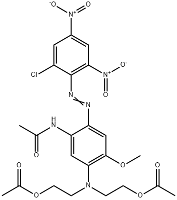5'-ビス(2-アセトキシエチル)アミノ-2'-(2-クロロ-4,6-ジニトロフェニルアゾ)-4'-メトキシアセトアニリド 化学構造式