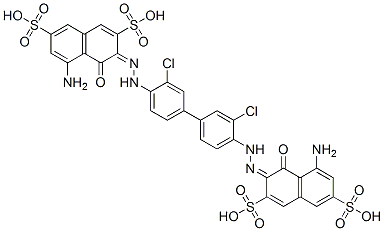 (3E)-5-amino-3-[[4-[4-[(2E)-2-(8-amino-1-oxo-3,6-disulfo-naphthalen-2- ylidene)hydrazinyl]-3-chloro-phenyl]-2-chloro-phenyl]hydrazinylidene]- 4-oxo-naphthalene-2,7-disulfonic acid 结构式