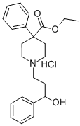 1-(3-ヒドロキシ-3-フェニルプロピル)-4-フェニル-4-ピペリジンカルボン酸エチル·塩酸塩 化学構造式