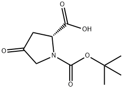 (R)-1-(TERT-ブチルトキシカルボニル)-4-オキソピロリジン-2-カルボン酸 化学構造式