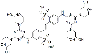 disodium 4,4'-bis[[4,6-bis[bis(2-hydroxyethyl)amino]-1,3,5-triazin-2-yl]amino]stilbene-2,2'-disulphonate  Structure