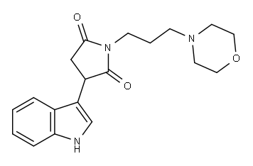 2-(1H-インドール-3-イル)-N-(3-モルホリノプロピル)スクシンイミド 化学構造式