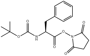 N-(tert-ブチルオキシカルボニル)-L-フェニルアラニン2,5-ジオキソピロリジノ 化学構造式