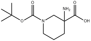 3-AMINO-1-(TERT-BUTOXYCARBONYL)PIPERIDINE-3-CARBOXYLIC ACID Structure