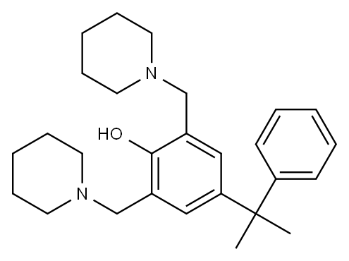 4-(1-メチル-1-フェニルエチル)-2,6-ビス(1-ピペリジニルメチル)フェノール 化学構造式