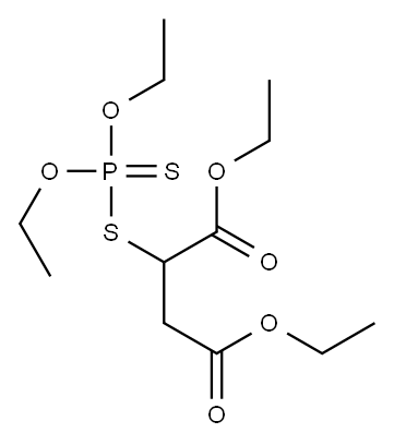 2-[(ジエトキシホスフィノチオイル)チオ]ブタン二酸ジエチル 化学構造式