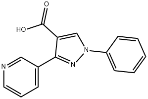 1-フェニル-3-ピリジン-3-イル-1H-ピラゾール-4-カルボン酸 化学構造式