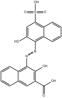 2-ヒドロキシ-1-(2-ヒドロキシ-4-スルホ-1-ナフチルアゾ)-3-ナフトエ酸 化学構造式