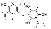 2-アセチル-3,5-ジヒドロキシ-4,4-ジメチル-6-[[2,4,6-トリヒドロキシ-3-メチル-5-(1-オキソブチル)フェニル]メチル]-2,5-シクロヘキサジエン-1-オン 化学構造式