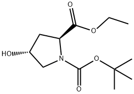 (2S,4R)-4-ヒドロキシ-1,2-ピロリジンジカルボン酸1-tert-ブチル2-エチル 化学構造式