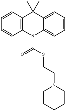 10(9H)-Acridinecarbothioic acid, 9,9-dimethyl-, S-(2-(1-piperidinyl)et hyl) ester Structure