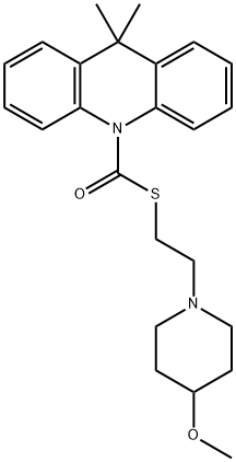 10(9H)-Acridinecarbothioic acid, 9,9-dimethyl-, S-(2-(4-methoxy-1-pipe ridinyl)ethyl) ester Structure