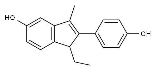 1-エチル-2-(4-ヒドロキシフェニル)-3-メチル-1H-インデン-5-オール 化学構造式
