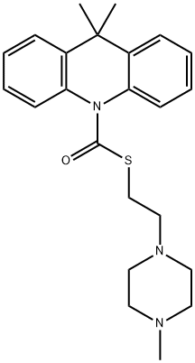 10(9H)-Acridinecarbothioic acid, 9,9-dimethyl-, S-(2-(4-methyl-1-piper azinyl)ethyl) ester Structure