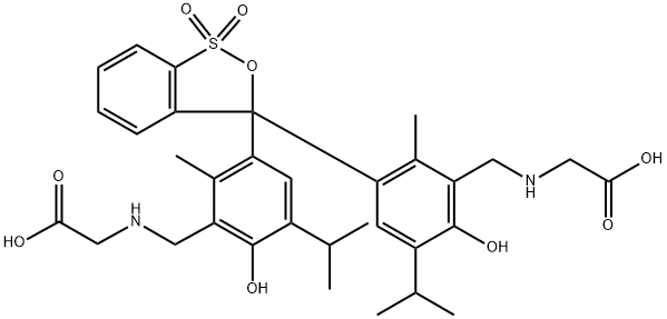 3,3-ビス[5-イソプロピル-3-(カルボキシメチルアミノメチル)-4-ヒドロキシ-2-メチルフェニル]-3H-2,1-ベンゾオキサチオール1,1-ジオキシド 化学構造式