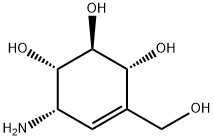 (1S)-6α-アミノ-4-(ヒドロキシメチル)-4-シクロヘキセン-1α,2β,3α-トリオール 化学構造式