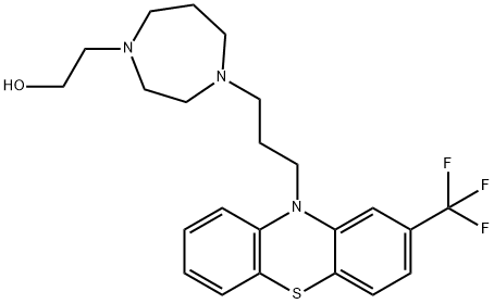ヘキサヒドロ-4-[3-(2-トリフルオロメチル-10H-フェノチアジン-10-イル)プロピル]-1H-1,4-ジアゼピン-1-エタノール 化学構造式