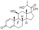 9-フルオロ-11β,17α-ジヒドロキシ-17-(2-ヒドロキシ-1-オキソプロピル)アンドロスタ-1,4-ジエン-3-オン 化学構造式