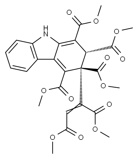 (E)-2-[3,9-ジヒドロ-1,2,3,4-テトラキス(メトキシカルボニル)-2H-カルバゾール-3-イル]-2-ブテン二酸ジメチル 化学構造式