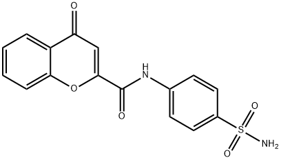 4-オキソ-N-(4-スルファモイルフェニル)-4H-1-ベンゾピラン-2-カルボアミド 化学構造式