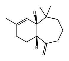 (4aS)-2,4a,5,6,7,8,9,9aβ-オクタヒドロ-3,5,5-トリメチル-9-メチレン-1H-ベンゾシクロヘプテン 化学構造式