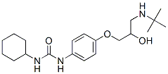 1-[[4-[(シクロヘキシルアミノ)カルボニルアミノ]フェニル]オキシ]-3-(tert-ブチルアミノ)プロパン-2-オール 化学構造式