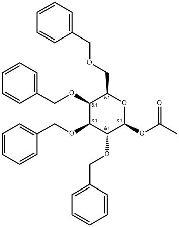 1-O-Acetyl- 2,3,4,6-tetra-O-benzyl-b-D-galactopyranose Structure