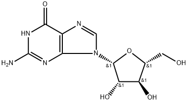 9-β-D-アラビノフラノシル-1,6-ジヒドロ-2-アミノ-6-オキソ-9H-プリン 化学構造式