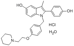 2-(4-Hydroxyphenyl)-3-methyl-1-[4-[2-(1-piperidinyl)ethoxy]benzyl]-1H-indol-5-ol hydrochloride hydrate|2-(4-羟基苯基)-3-甲基-1-[4-[2-(1-哌啶基)乙氧基]苄基]-1H-吲哚-5-醇盐酸盐一水物