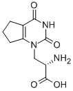 (αS)-α-アミノ-2,4-ジオキソ-2,3,4,5,6,7-ヘキサヒドロ-1H-シクロペンタピリミジン-1-プロピオン酸 化学構造式